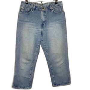 Boston Proper Cropped High Waisted Loose Fit Vintage Light Wash Jeans Size 10